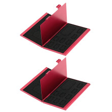 2X 12in 1 Aluminum Storage Box Bag Memory Card Case Holder Wallet for 4 x Micro- SDHC SDXC MMC 8 x TF SIM Card(Red)