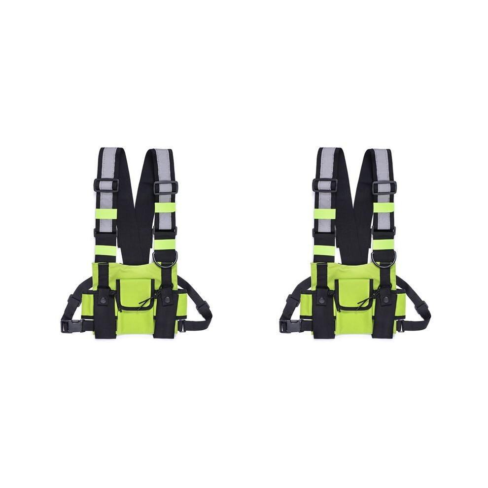 2X Walkie Talkie Double Chest Bag Radio Reflective Chest Harness Holder Bag B 6032993299356
