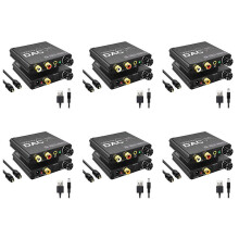 6X Convertidor de Audio Digital una Analógico de 192 KHz con Ajuste de Volumen y Graves, SPDIF Digital / Óptico / Coaxial una Estéreo Analógico