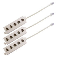 3X Beige RJ11 6P4C Male Plug to 5 6P2C Female Socket Phone Splitter Adapter