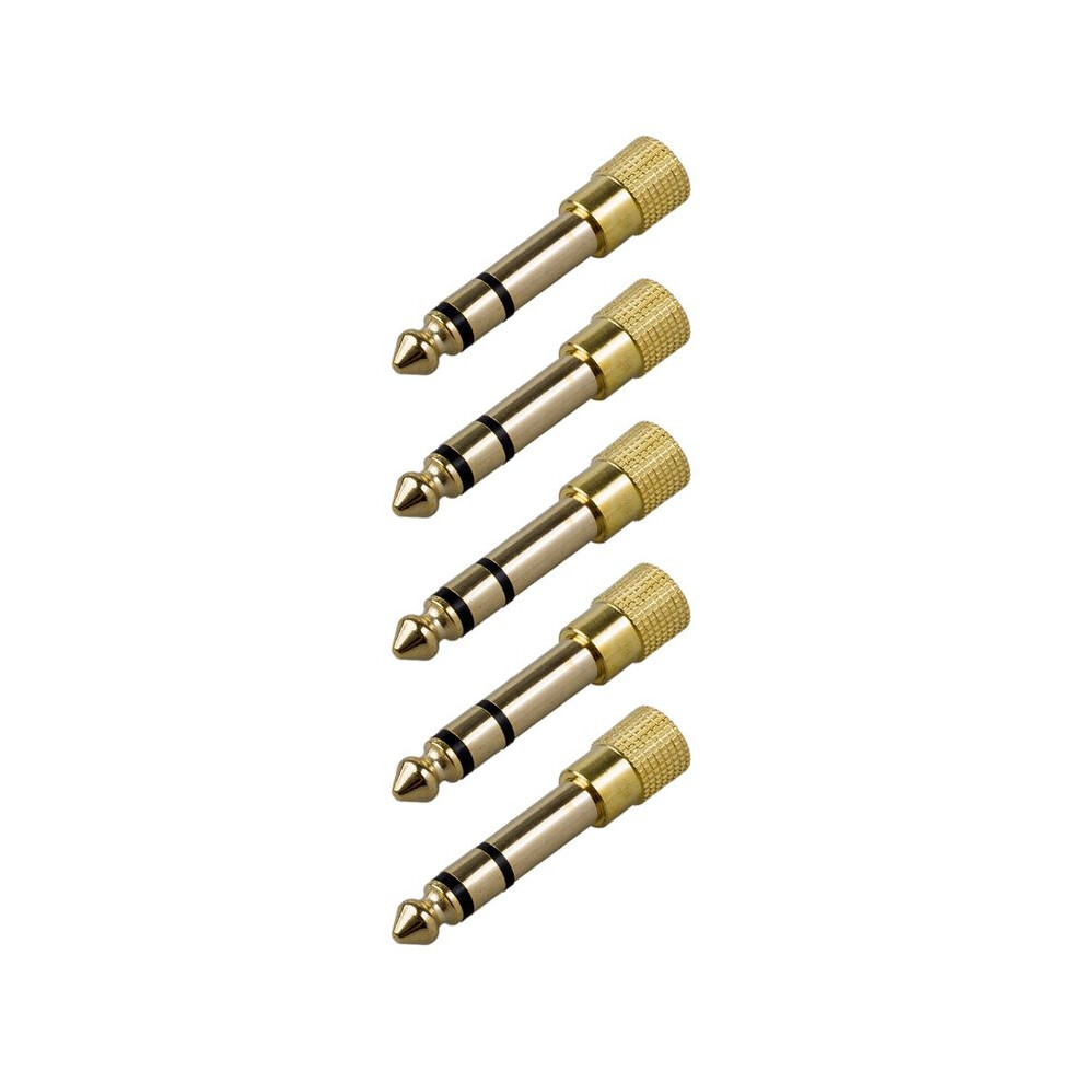 5X Quality Headphone Adapter Stereo Plug 1/4 Inch (6.3Mm) Male To 1/8 Inch (3.5Mm) Female Gold Typecat