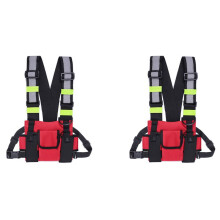 2X Walkie Talkie Double Chest Bag Radio Reflective Chest Harness Holder Bag Vest Rig Walkie Talkies Front Pack Pouch D