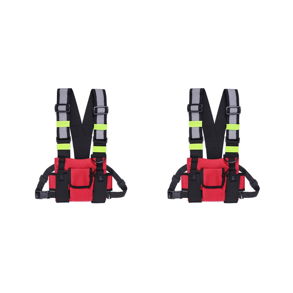 Photos - Car Amplifier 2X Walkie Talkie Double Chest Bag Radio Reflective Chest Harness Holder Bag Vest Rig Walkie Talkies Front Pack Pouch D