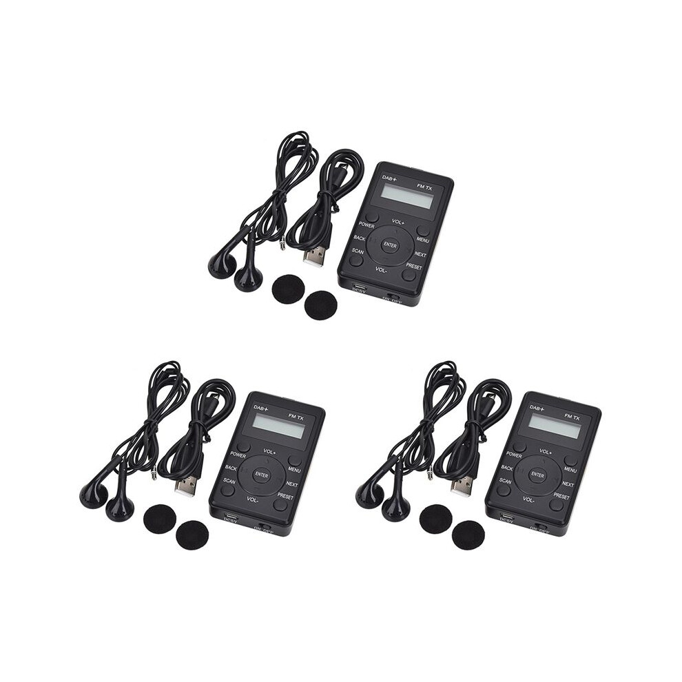 3X Portable Radio Pocket Fm Dab+ Digital Display Stereo Receiver Lcd Built-In Battery Earphone Support Calendar 6034080205936