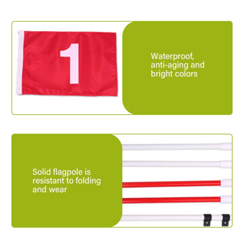Ensemble drapeau de golf et trou – Drapeaux en nylon, tige en fer 1
