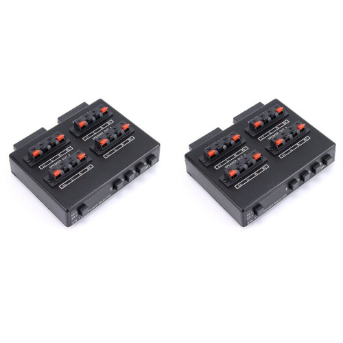 2X SP-24  2-in-4-OUT Stereo Audio Selector Amplifier Switcher Box Speaker Splitter