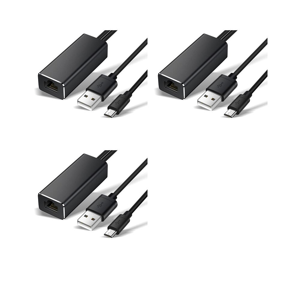 3X Micro-Usb Ethernet Adapter 10/100Mbps For Fire Tv Stick Usb To Rj45 Usb Network Card For Chromecast 6033081083109
