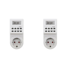 2X Digitale Zeitschaltuhr Steckdose Elektronischer Zeitschalter 24h Küchentimer Steckdose Programmierbare Steckdose EU Stecker