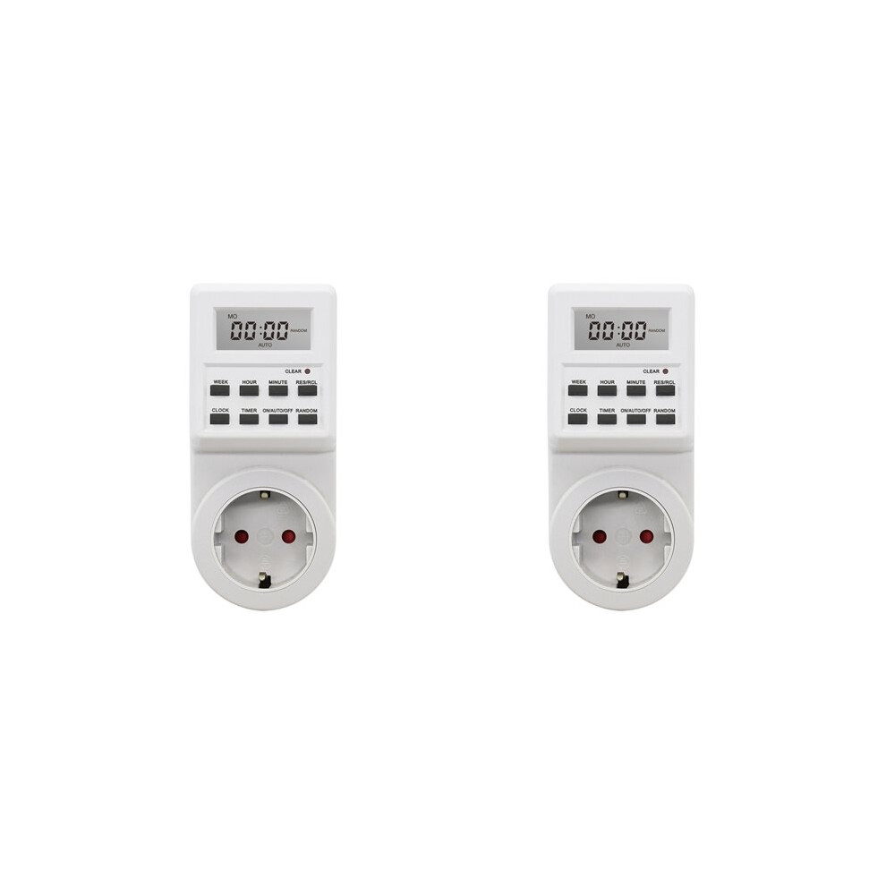 2X Digital Timer Socket Electronic Timing 24H Kitchen Timer Outlet Programmable Socket Eu Plug 4713706970114