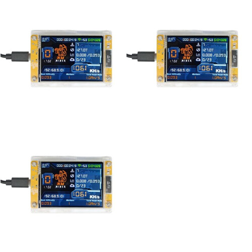 3X 1060KH/S NMMiner NerdMiner Harshrate Atualizado 2,8 Polegadas  Display Bitcoin Crypto Solo Lottery Miner NerdMiner