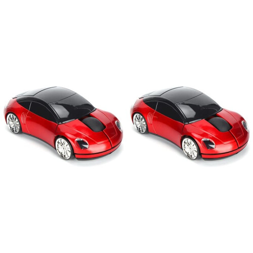 2X Wireless Mouse Car Mouse Wireless Mouse Car Shape Ergonomic Optical Cordless Mice with USB Receiver Mause 1