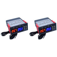 2X Dual Digital STC-3008 Temperature Controller Two Relay Output Thermostat Heater with Probe Temperature Controller,A