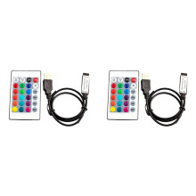 2X RGB-Controller DC5V USB 5V 24 Tasten RF-Fernbedienung Kabelloser Controller für COB SMD 3528 5050 RGB-Bandlichter