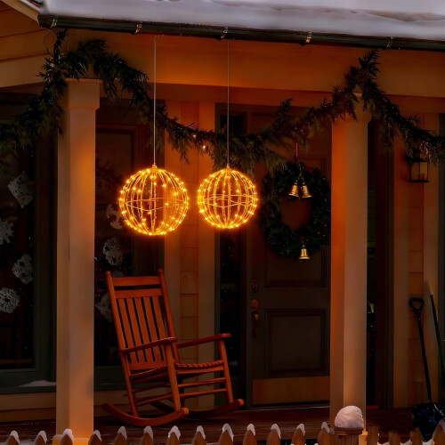 Twinkle Orbs Κρεμαστές Χριστουγεννιάτικες Μπάλες Φωτός με Μπαταρία, Συσκευασία των 2, 1