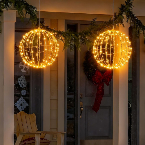 Twinkle Orbs Κρεμαστές Χριστουγεννιάτικες Μπάλες Φωτός με Μπαταρία, Συσκευασία των 2, 2