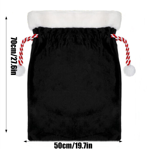 Black Velvet Santa Drawstring Pouch 30x40cm 1