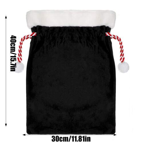 Black Velvet Santa Drawstring Pouch 30x40cm 2