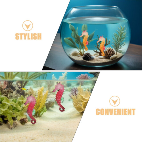 6er-Packung Silikon-Leuchtseepferdchen-Aquarienornamente 2