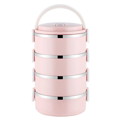 Isolierte Bento-Box aus rosa Edelstahl, 1 Stück 1