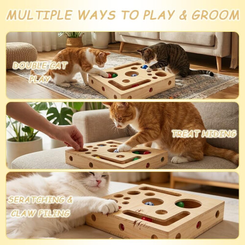Bosca Scratch Puzal Cat Adhmaid le Liathróid Maze 2