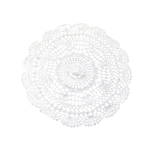 Round Crochet Lace Table Mat White Cotton Vintage 1