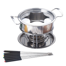 10 Stück Fondue Set Schokoladenschmelzofen Edelstahl Silber
