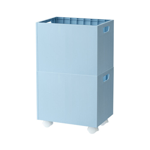 Contemporary Stackable Rolling Plastic Bin  Movable-light blue
