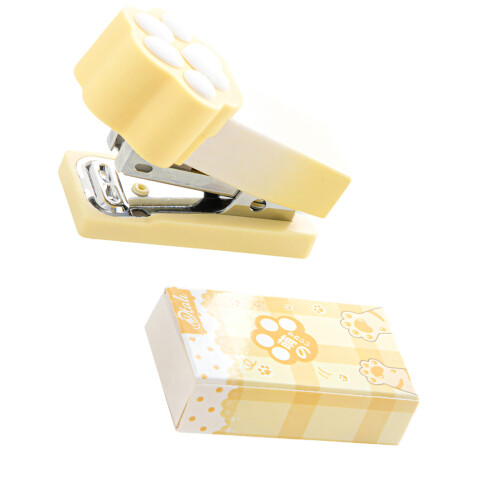 Charming Pastel Colored Small Cats Paws Stapler Suitable-Yellow