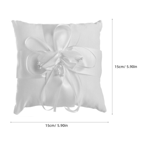 Wedding Ring Pillow White Fabric Flower Design 1 Pack 1