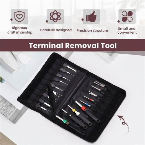 Auto Terminal Removal Tool, Car Electrical Wiring Pin Extractor Connector Puller Kit ,Depinning Tool Set(18Pcs) 2