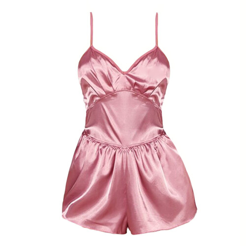 Dame pyjamas i sateng med korte ermer, M 1