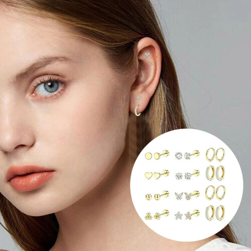 Hypoallergenic Surgical Steel Flat Back Earrings Gold Stud 1