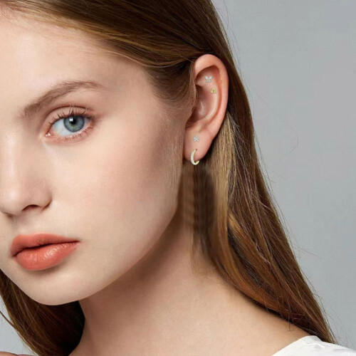Hypoallergenic Surgical Steel Flat Back Earrings Gold Stud 2