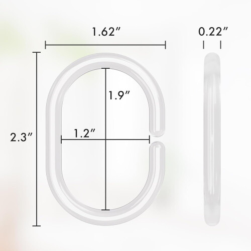 Clear C-Shaped Plastic Shower Curtain Rings 48 pcs 2