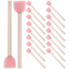 40Pcs Wooden Handle Sponge Brushes for Kids Pink Painting Tools