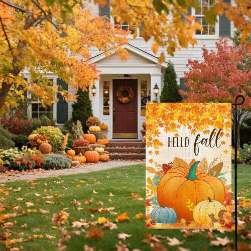 Pumpkin Leaf Garden Flag 12x18 Inch Double-Sided 2