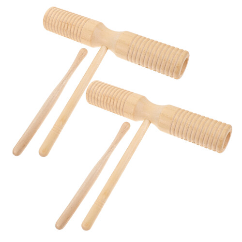 4Ensembles Guiro Bois Percussion Clair Jouet Musical Enfant