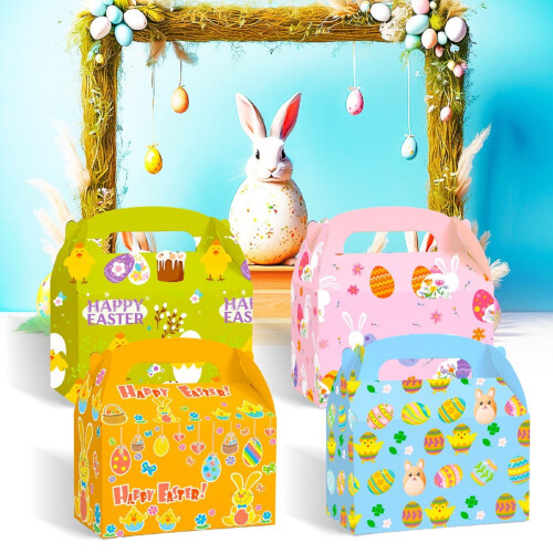 Ostergeschenkboxen mit Hasen-, Hühner- und Eiermotiv, 12 Stück 1