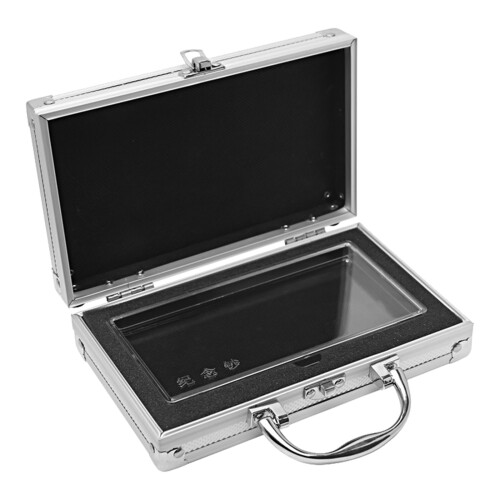 1Set Silver Cash Organizer Box Clear Display with Handle for Banknotes