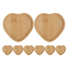 8Pcs DIY Bamboo Wooden Mosaic Coaster Base Heart Shape Decoration