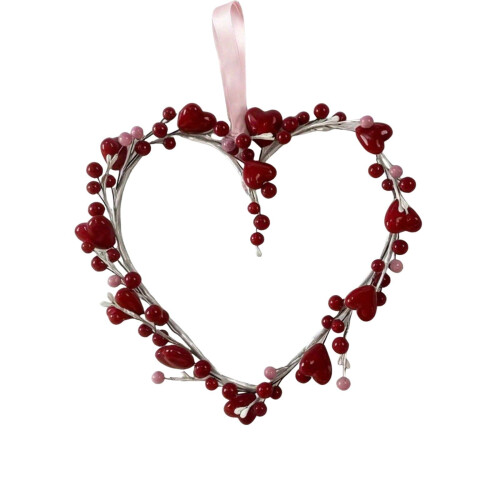 Artificial Heart Wreath Red and White 17.7 Inch 2