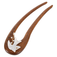 2Pcs Dark Brown Wooden Hairpin U Shaped Hair Stick for Women Updos