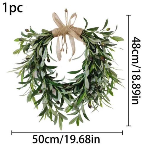 Artificial Olive Branch Wreath – Farmhouse Heart Shape, 1