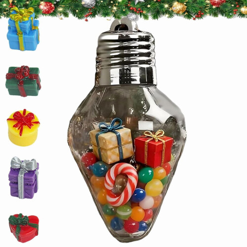 Pote de Natal em formato de lâmpada – Enfeite transparente para preencher 1