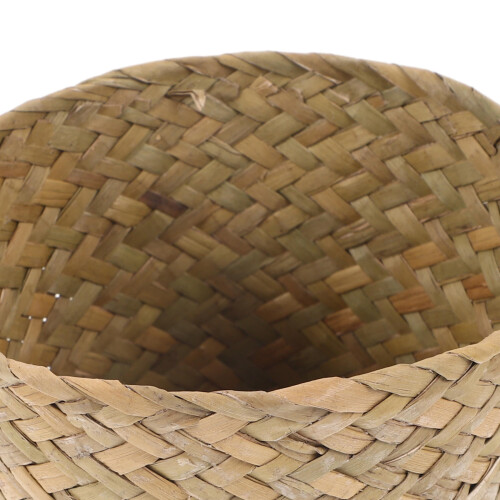 Small Wicker Trash Can Light Green Natural Grass Storage 1Pcs for Home Users 2