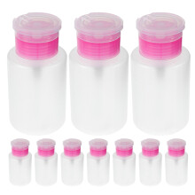 10Pcs Pink Plastic Pump Bottles for Cotton Pads Nail Remover Dispenser