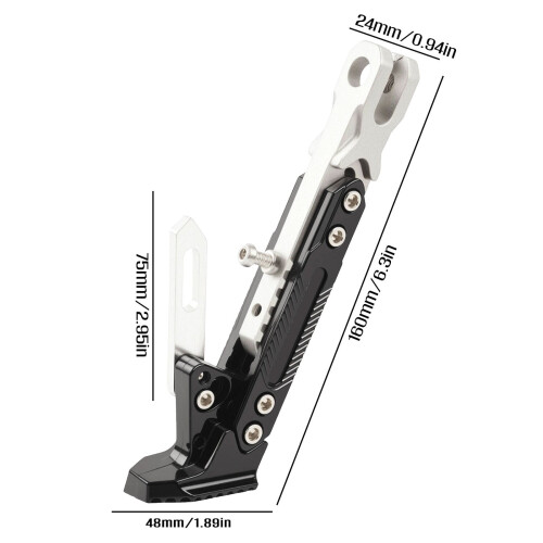Silver Adjustable Motorcycle Kickstand Chrome 2