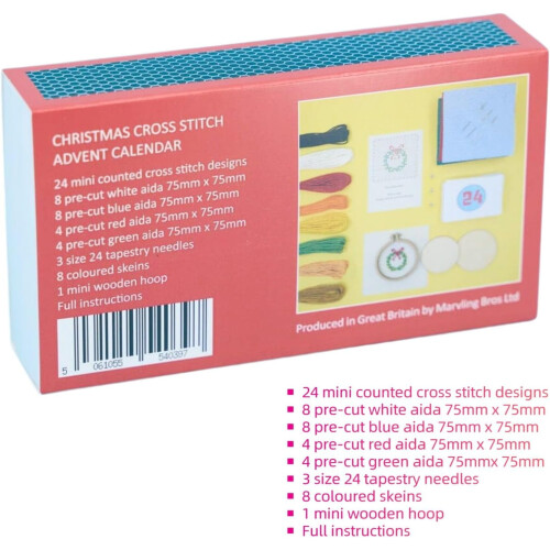 Set Calendar de Advent pentru Crăciun cusut în cruce – 24Mini 2