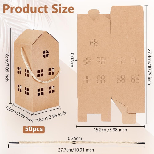 Husformade presentaskar av kraftpapper, 50 st 1