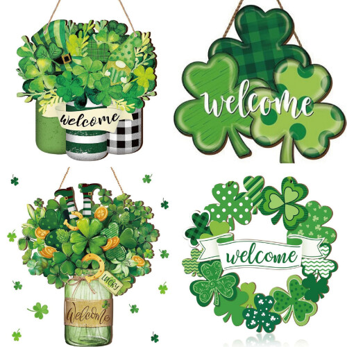 Multipurpose Patrick's Day Wreath Four Leaf Clovers Pendant-6 2